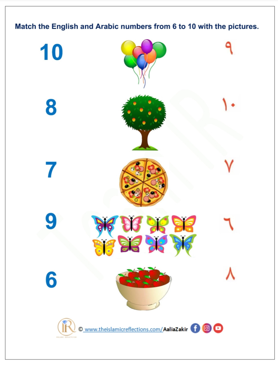 Arabic Numbers Worksheet