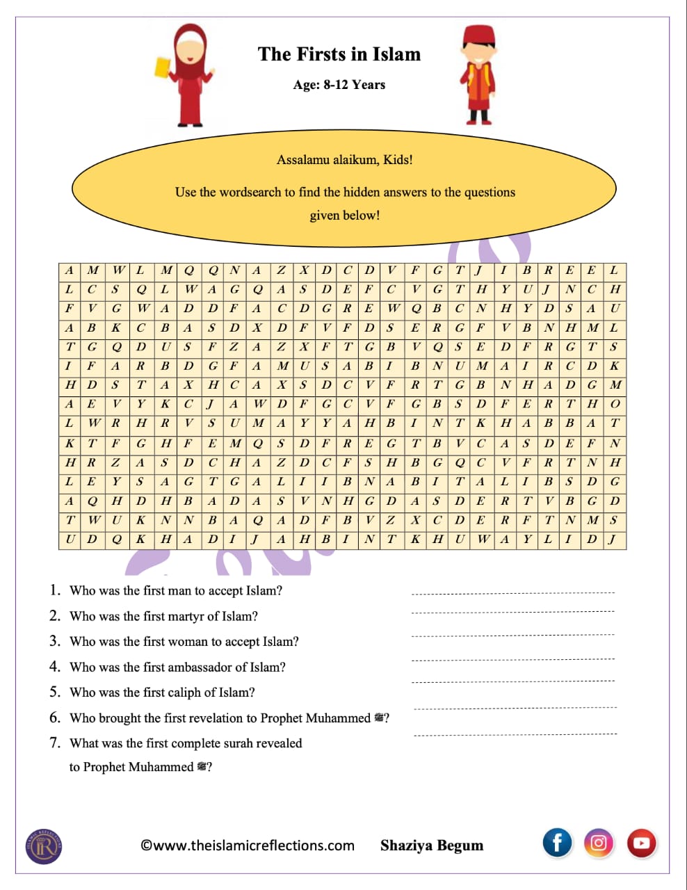 Worksheets Age (8-12) Archives - Islamic Reflections
